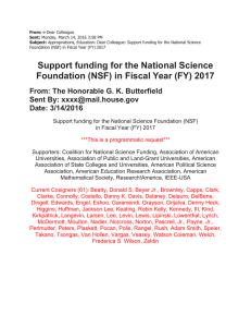 Support funding for the National Science Foundation (NSF) in Fiscal