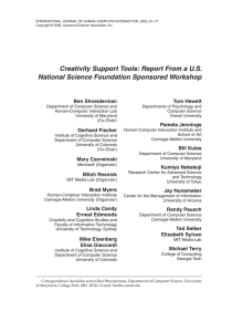 Creativity Support Tools: Report From a U.S. National Science