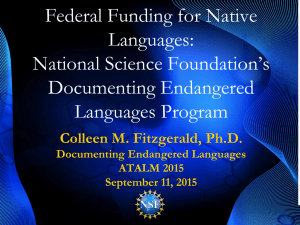 Federal Funding for Native Languages: National Science