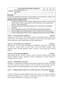 15EE103 ANALYSIS OF ELECTRIC CIRCUITS LTPC Total Contact