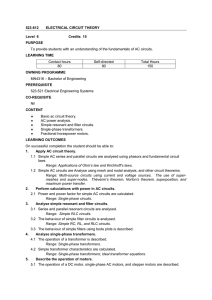 523-612 ELECTRICAL CIRCUIT THEORY Level 6 Credits 15