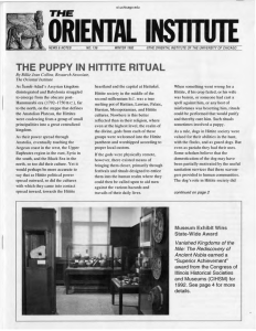 THE PUppy IN HITTITE RITUAL - The Oriental Institute of the
