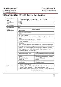 Department of Physics-Course Specifications