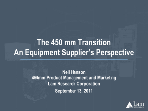 The 450 mm Transition: An Equipment Supplier`s