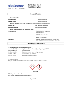 Safety Data Sheet Metal Etching Pen 1. Identification 2. Hazard(s