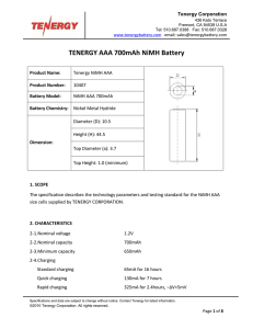 TENERGY AAA 700mAh NiMH Battery