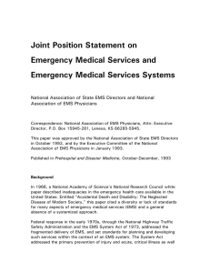 Joint Position Statement on Emergency Medical Services and