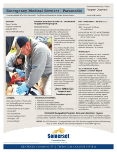 Emergency Medical Services - Paramedic