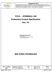 TITLE : : HT089WX1-100 Preliminary Product Specification Rev. P1