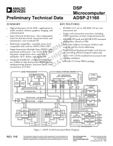 ADSP-21160 SHARC DSP Microcomputer Preliminary Technical