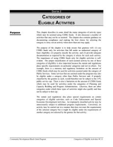 categories of eligible activities