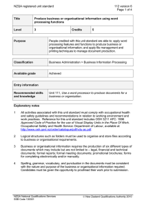 NZQA registered unit standard 112 version 6 Page 1 of 4 Title