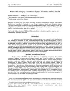 Notes on the emerging accreditation regimes in Australia and New