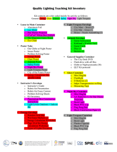 Quality Lighting Teaching Kit Inventory