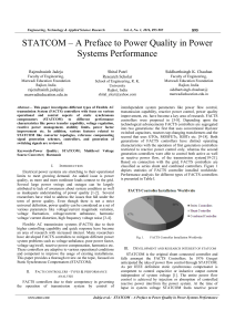 STATCOM – A Preface to Power Quality in Power Systems