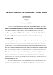 An Analysis of Sources of Risk in the Consumer Electronics Industry