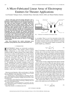 A Micro-Fabricated Linear Array of Electrospray Emitters for Thruster