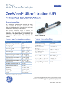 ZeeWeed UF - ZW700B-125/UF10/7B/C/0.9/0.05