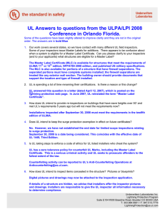 UL Answers to questions from the ULPA/LPI 2008 Conference in