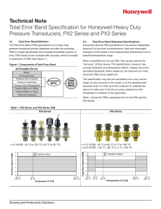 Total Error Band Specification for Honeywell Heavy Duty Pressure