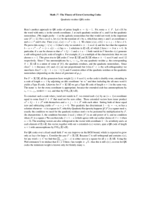 The Theory of Error-Correcting Codes Quadratic residue (QR) codes