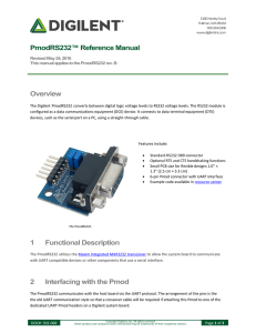 PmodRS232™ Reference Manual Overview 1 Functional