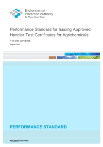 Performance Standard for Issuing Approved Handler Test