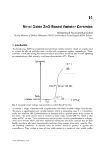 Metal Oxide ZnO-Based Varistor Ceramics