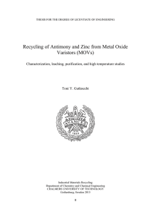 Recycling of Antimony and Zinc from Metal Oxide Varistors (MOVs)