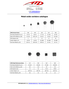 Metal oxide varistors catalogue