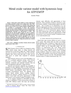 Metal oxide varistor model with hysteresis loop for ATP/EMTP