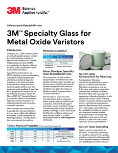 3M™ Specialty Glass for Metal Oxide Varistors data sheet