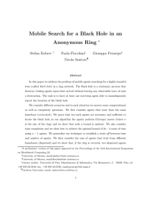 Mobile Search for a Black Hole in an Anonymous Ring