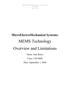 MEMS Technology Overview and Limitations - Data