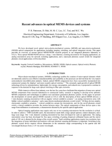 Recent advances in optical MEMS devices and systems