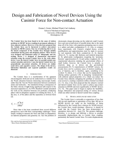 design and fabrication of novel devices using the casimir force for