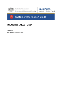 Industry Skills Fund Customer Information Guide