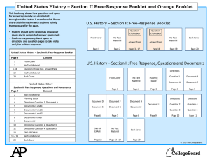 U.S. History – Section II: Free-Response Booklet U.S. History
