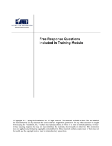 Free Response Questions Included in Training Module
