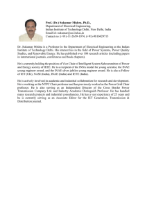 Prof. (Dr.) Sukumar Mishra, Ph.D., Department of Electrical