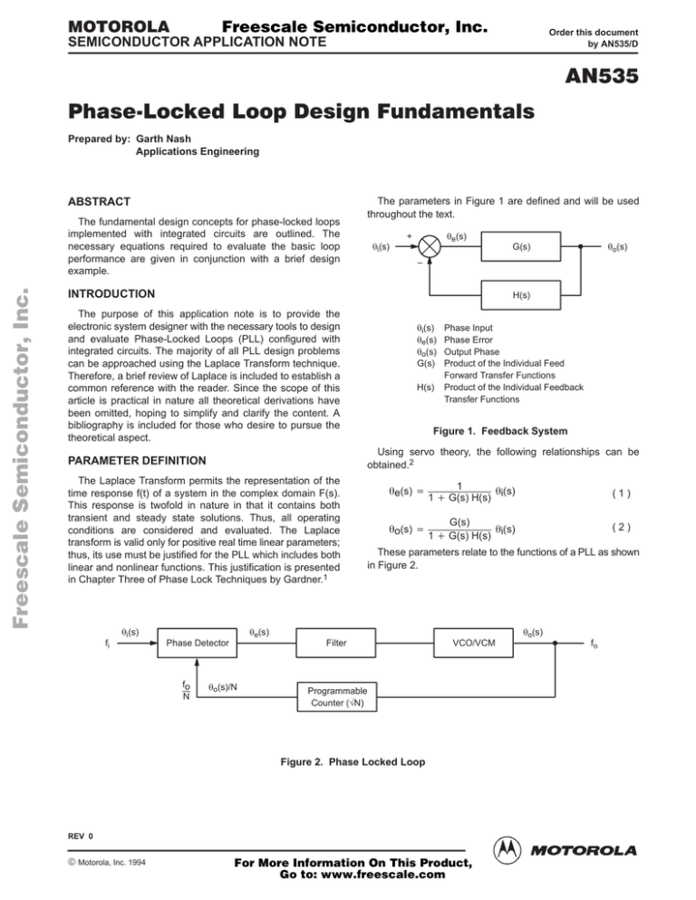 Phase Locked Loop Design Fundamentals