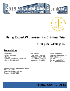 Using Expert Witness in a Criminal Trial Moderator