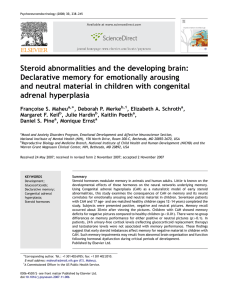 Steroid abnormalities and the developing brain: Declarative memory
