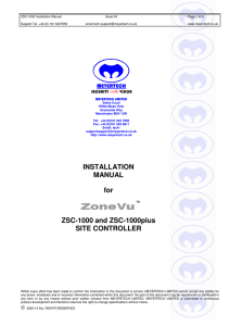 INSTALLATION MANUAL for ZSC-1000 and ZSC