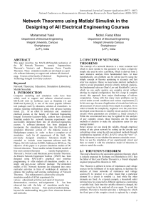 Network Theorems using Matlab - International Journal of Computer