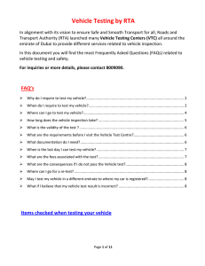 Vehicle Testing by RTA