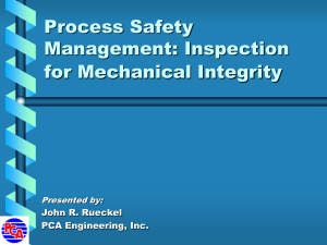 Process Safety Management: Inspection for Mechanical Integrity