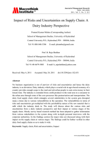 Impact of Risks and Uncertainties on Supply Chain: A Dairy Industry