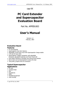 PC Card Extender and Supercapacitor Evaluation Board - Cap-XX