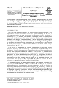 Regular paper Parameters Calculation of ZnO Surge Arrester